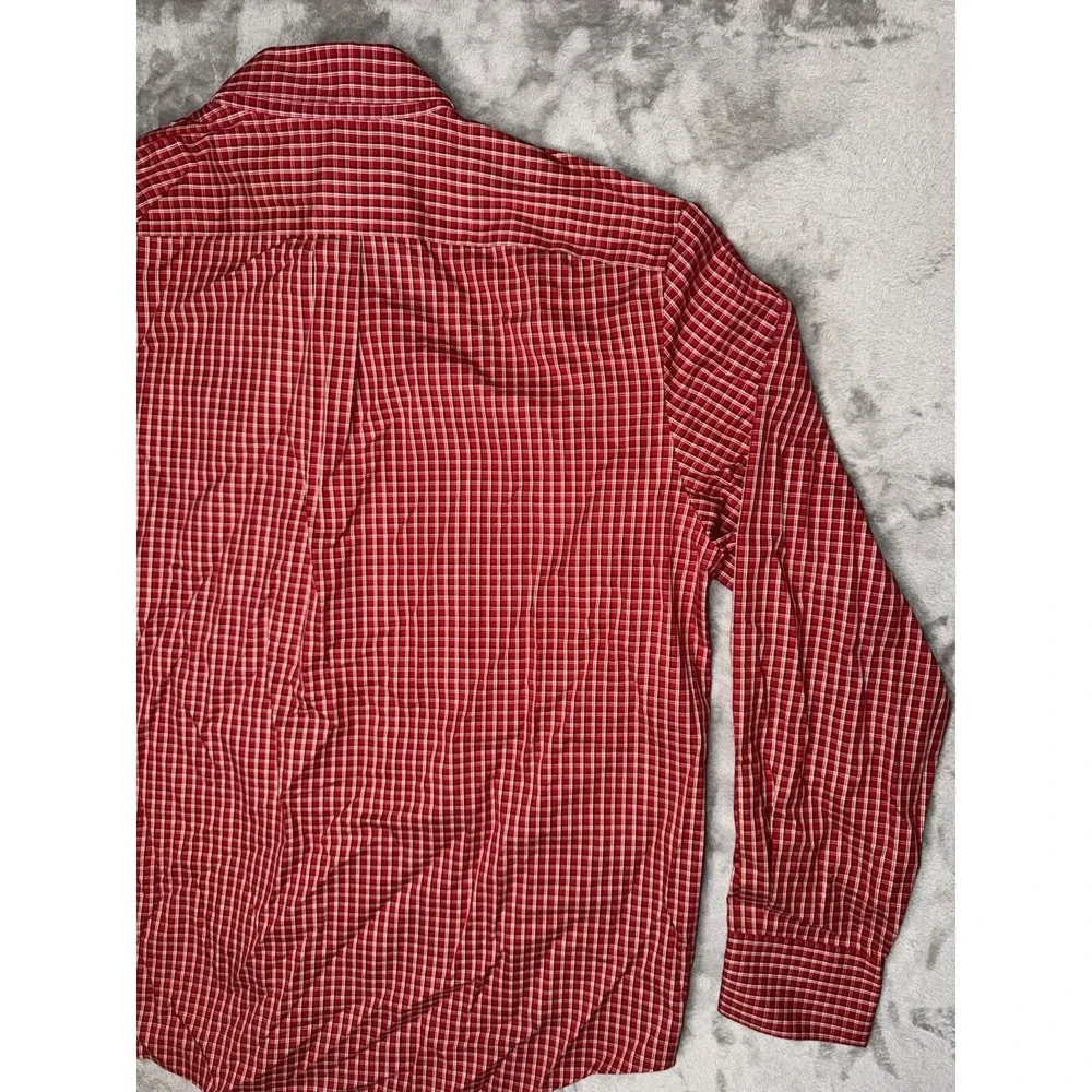 Eddie Bauer‎ Mens Shirt L Red Plaid Wrinkle Resistant Button Down Chest Pocket